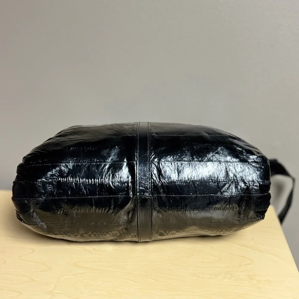 Vintage Genuine Eel Skin Puffer Shoulder Bag Clutch - Picture 10 of 16